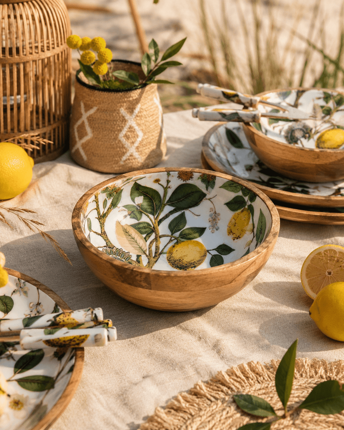 Saladier bois de manguier lemon bird