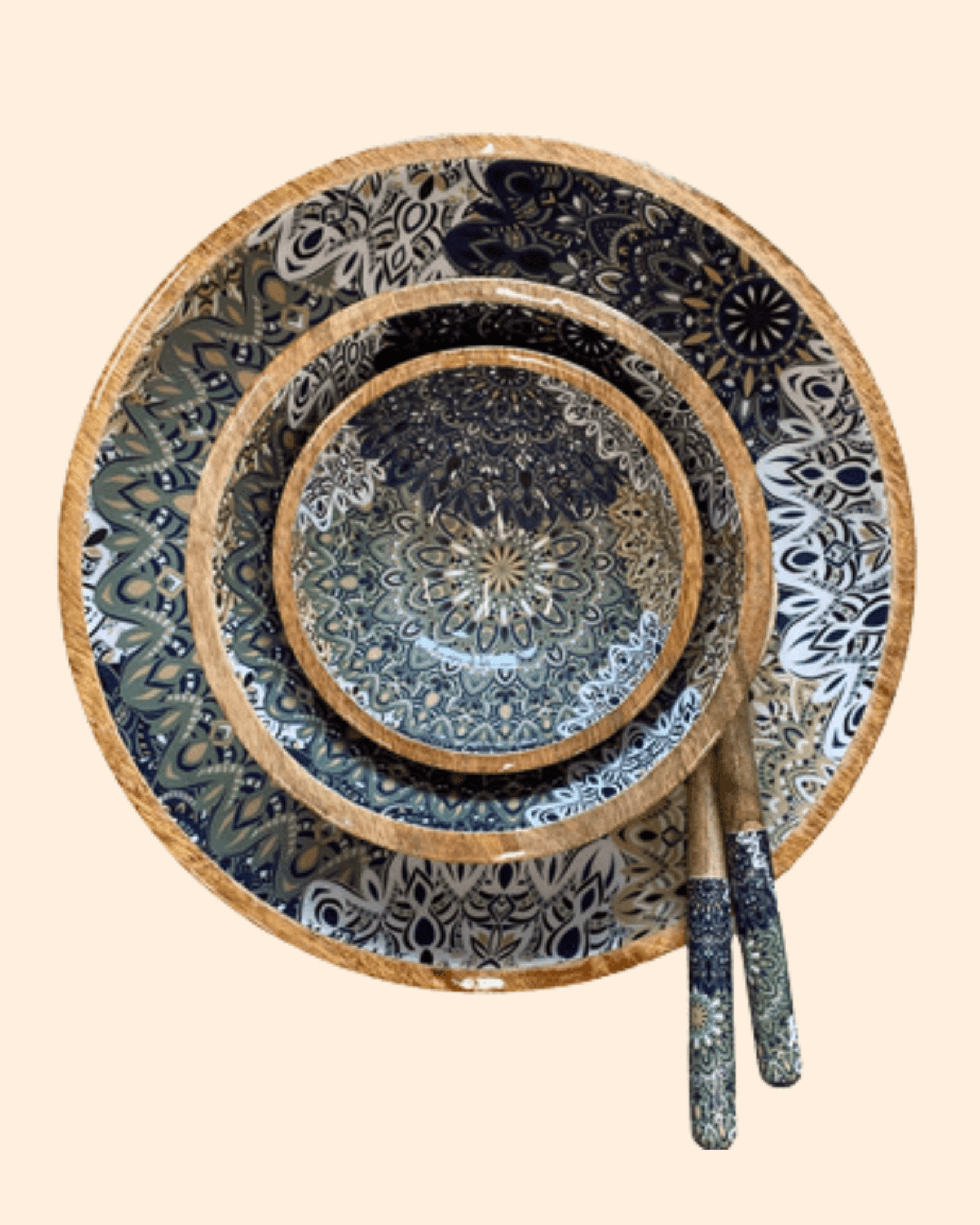 Saladier bois de manguier multi mandala - by room - Lili Margaret