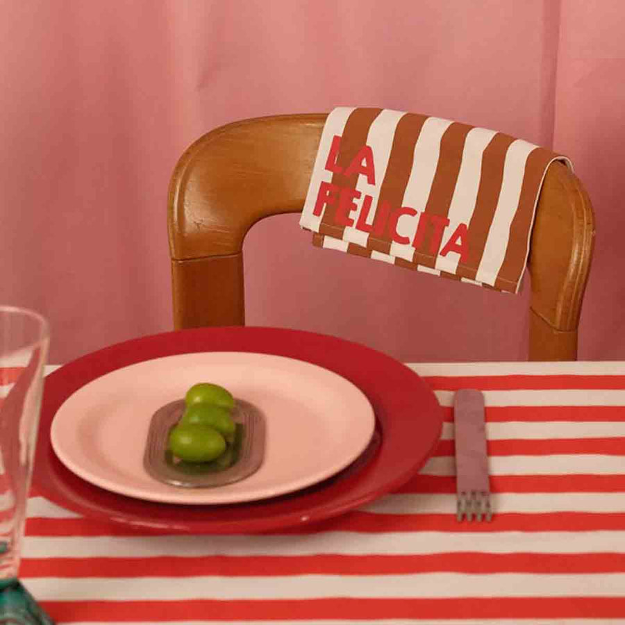Serviette de table Rayures Pecan La felicita - Lot de 2