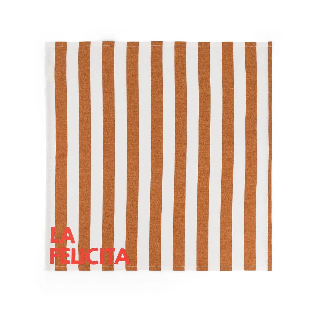 Serviette de table Rayures Pecan La felicita - Lot de 2 Rose in April