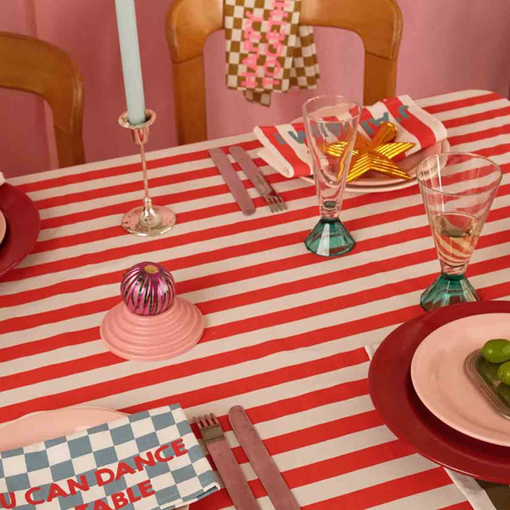 Serviette de table damier bleu You can dance on the table - Lot de 2 Rose in April