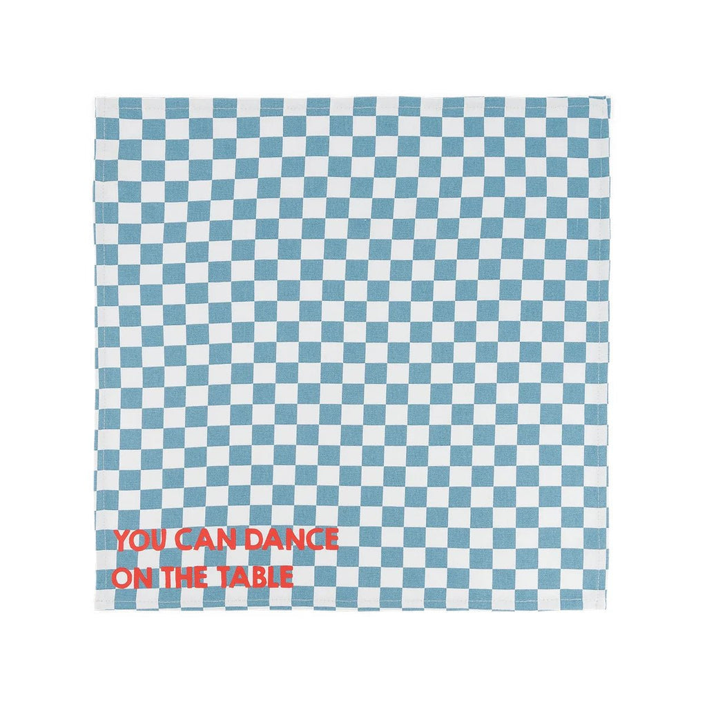 Serviette de table damier bleu You can dance on the table - Lot de 2 Rose in April