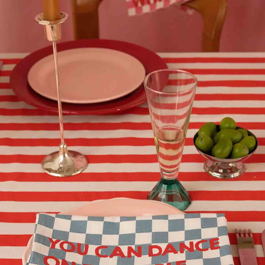 Serviette de table damier bleu You can dance on the table - Lot de 2 Rose in April