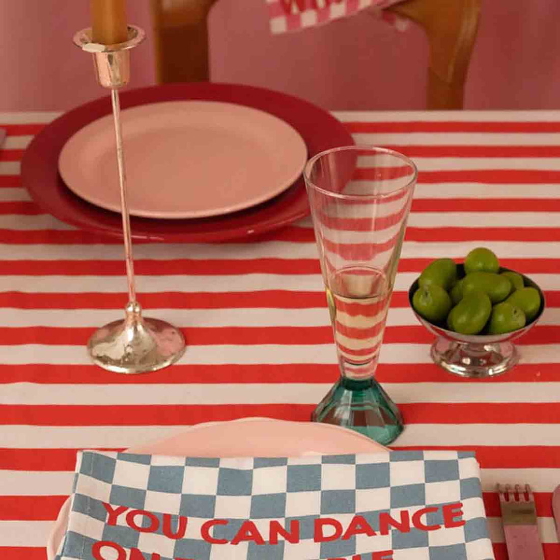 Serviette de table tissu damier bleu - Lot de 2 Joséphine You can dance on the table - Lili Margaret