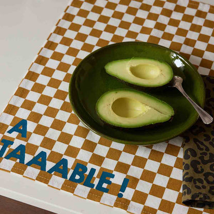 Serviette de table tissu damier caramel - Lot de 2 Joséphine A taaable ! - Lili Margaret