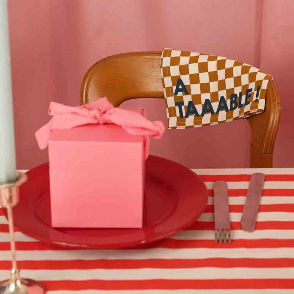 Serviette de table damier caramel A taaable ! - Lot de 2 Rose in April