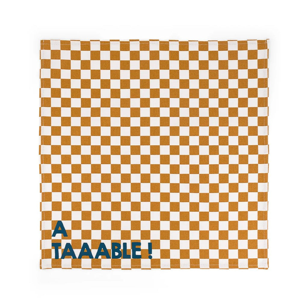 Serviette de table damier caramel A taaable ! - Lot de 2 Rose in April