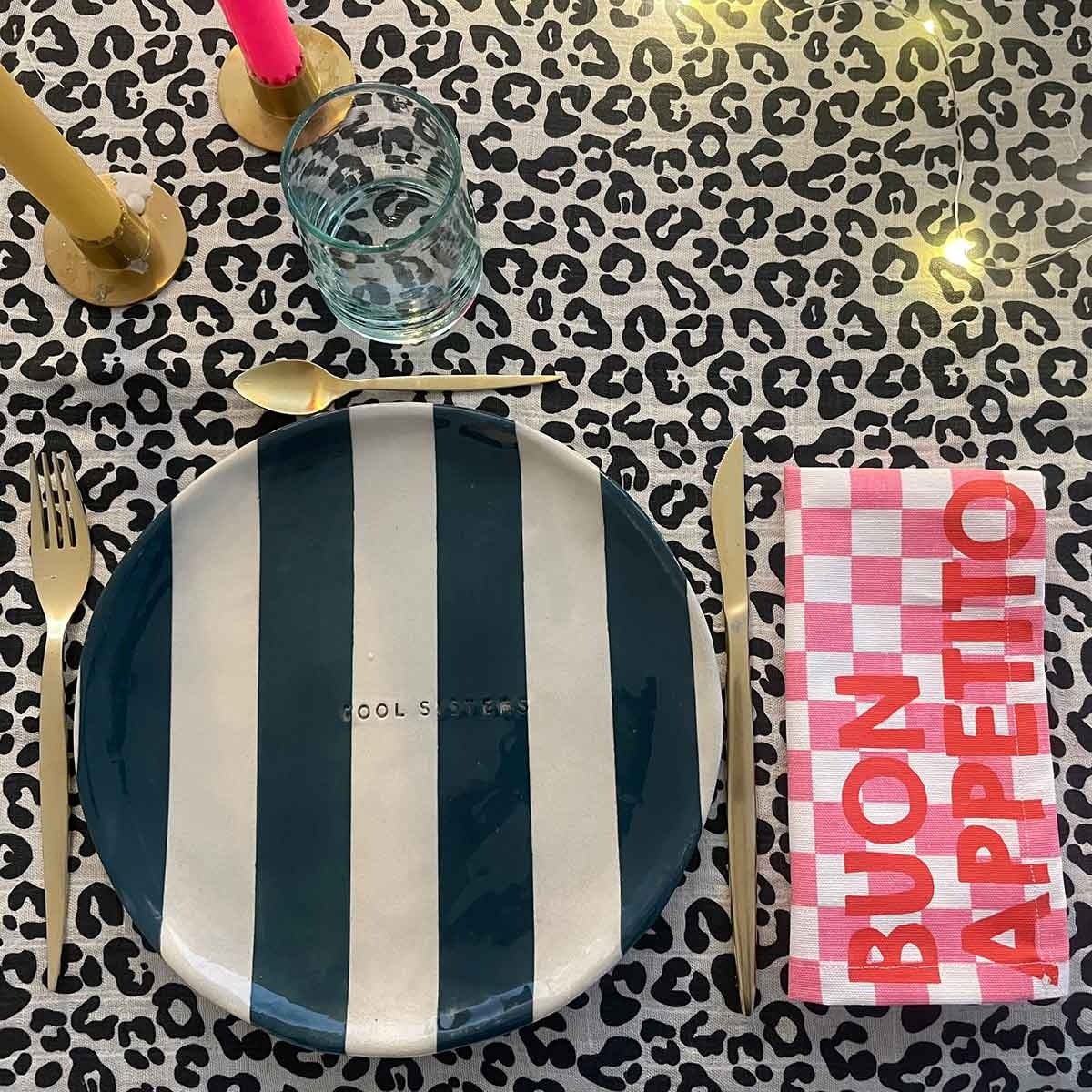 Serviette de table tissu damier rose - Lot de 2 Joséphine Buon Appetito - Lili Margaret