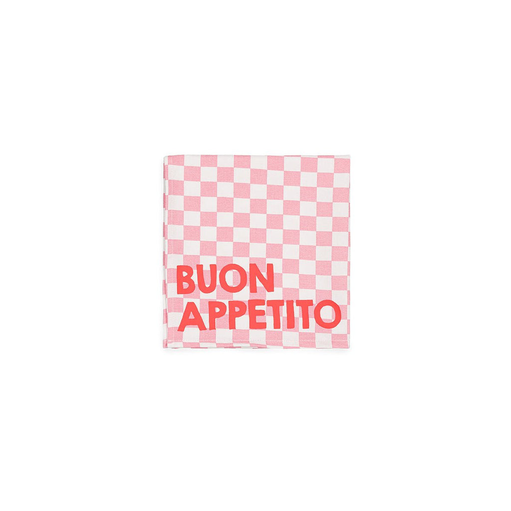 Serviette de table damier rose Buon Appetito - Lot de 2 Rose in April