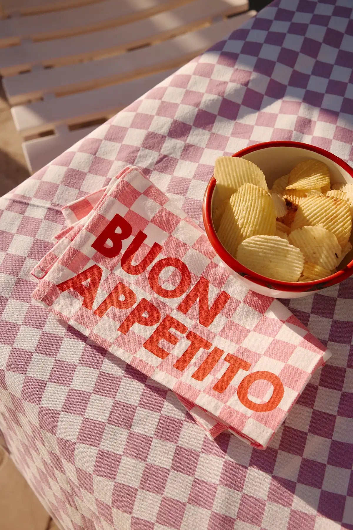 Serviette de table tissu damier rose - Lot de 2 Joséphine Buon Appetito - Lili Margaret