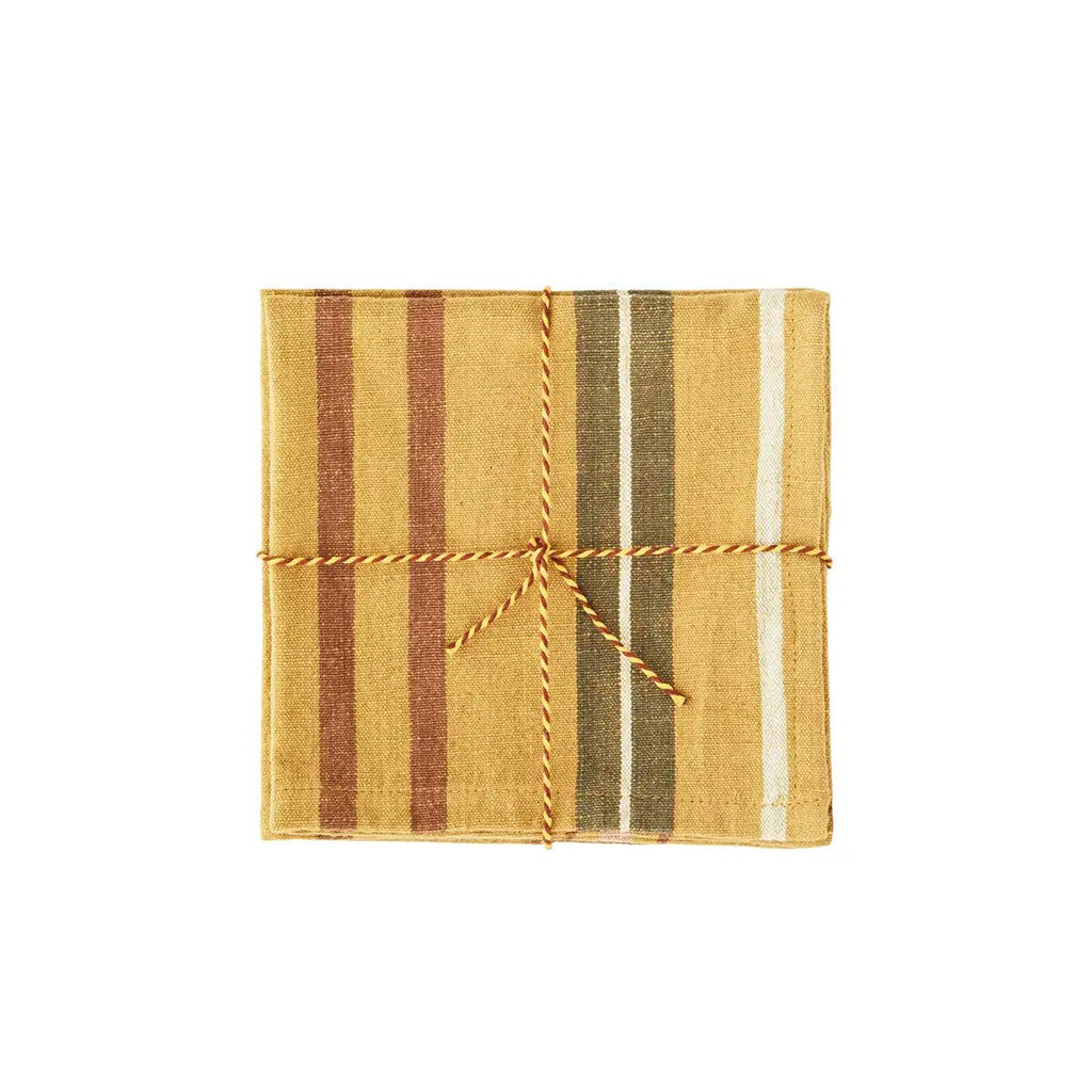 Serviettes de table rayées moutarde - madam stoltz