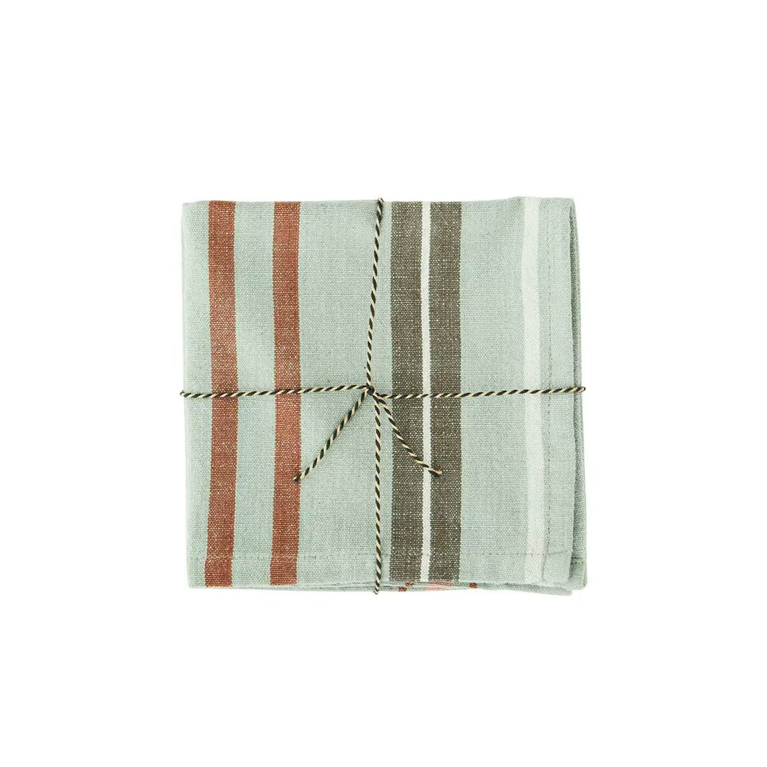 SERVIETTES DE TABLE EN COTON RAYÉES SAUGE - Madam Stoltz - Lili Margaret