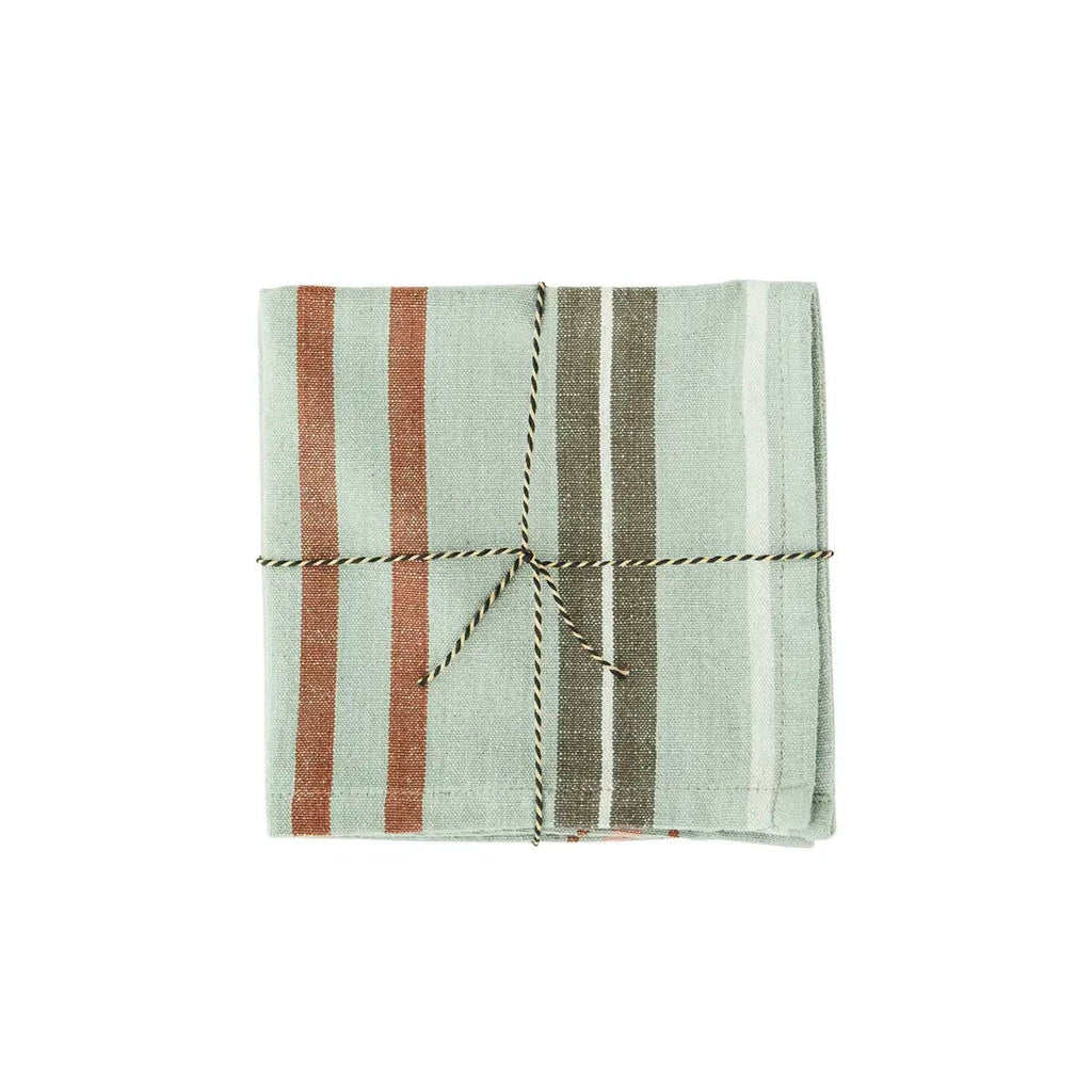 Serviettes de table rayée sauge - madam stoltz