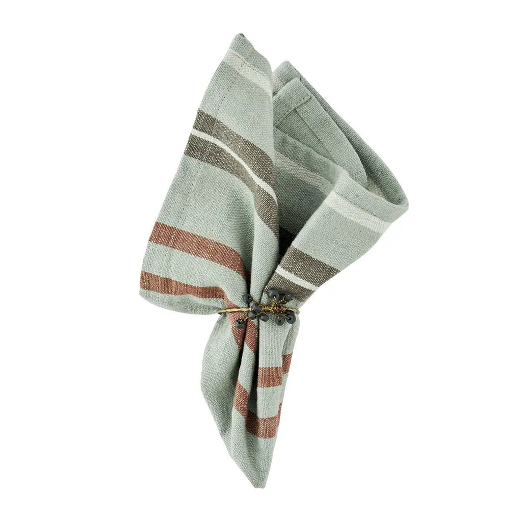 Serviettes de table rayée sauge - madam stoltz