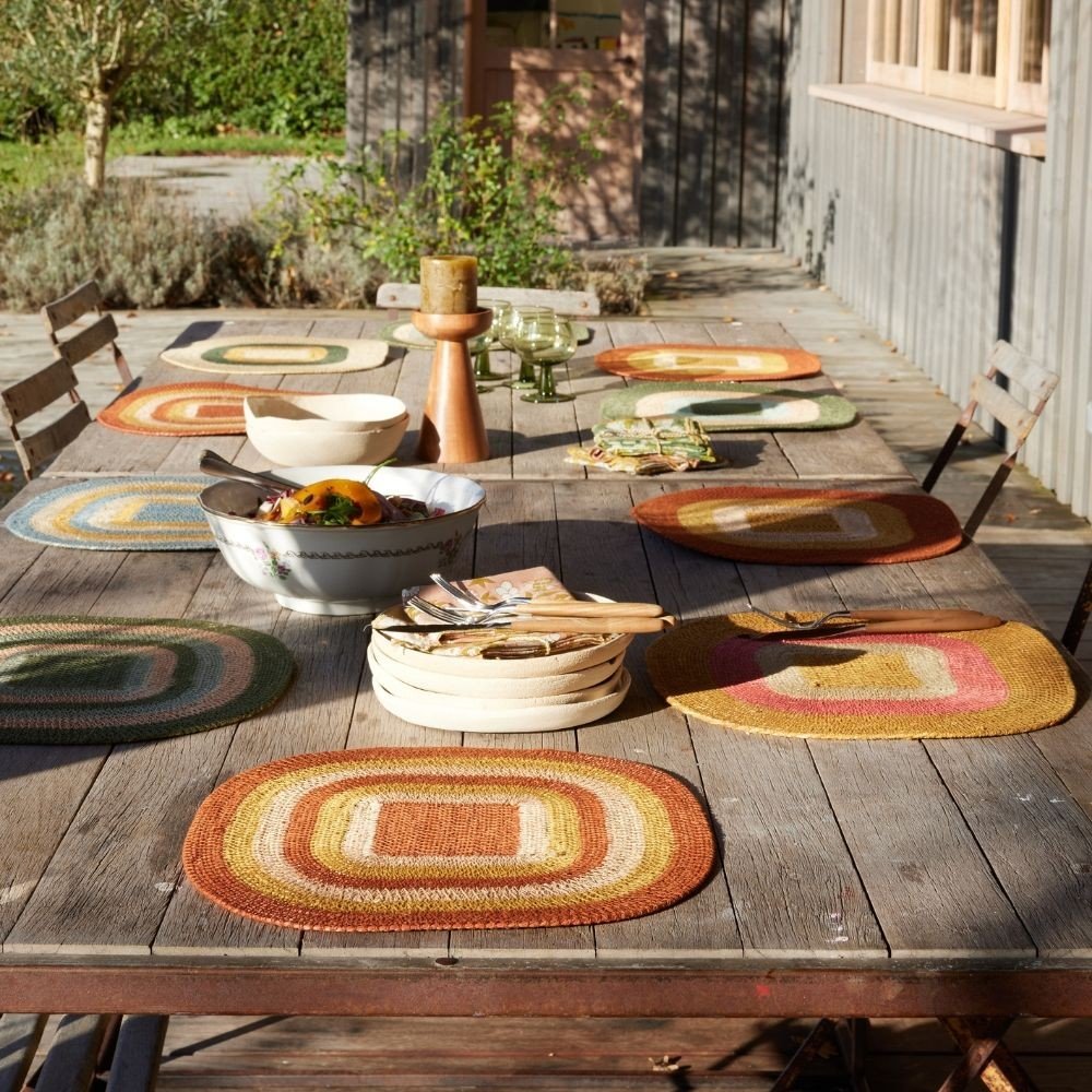 Set de table jonc de mer bleu naturel - bonheur du jour