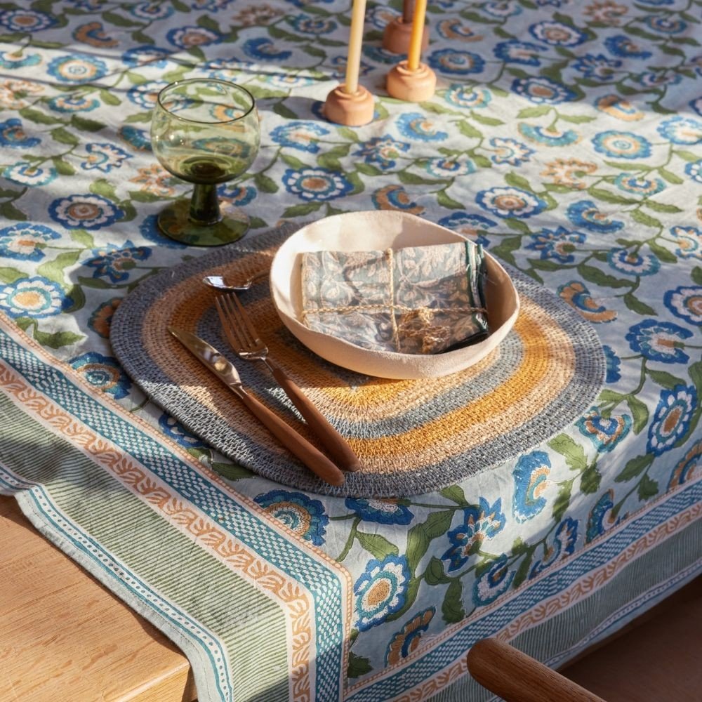 Set de table jonc de mer bleu naturel - bonheur du jour