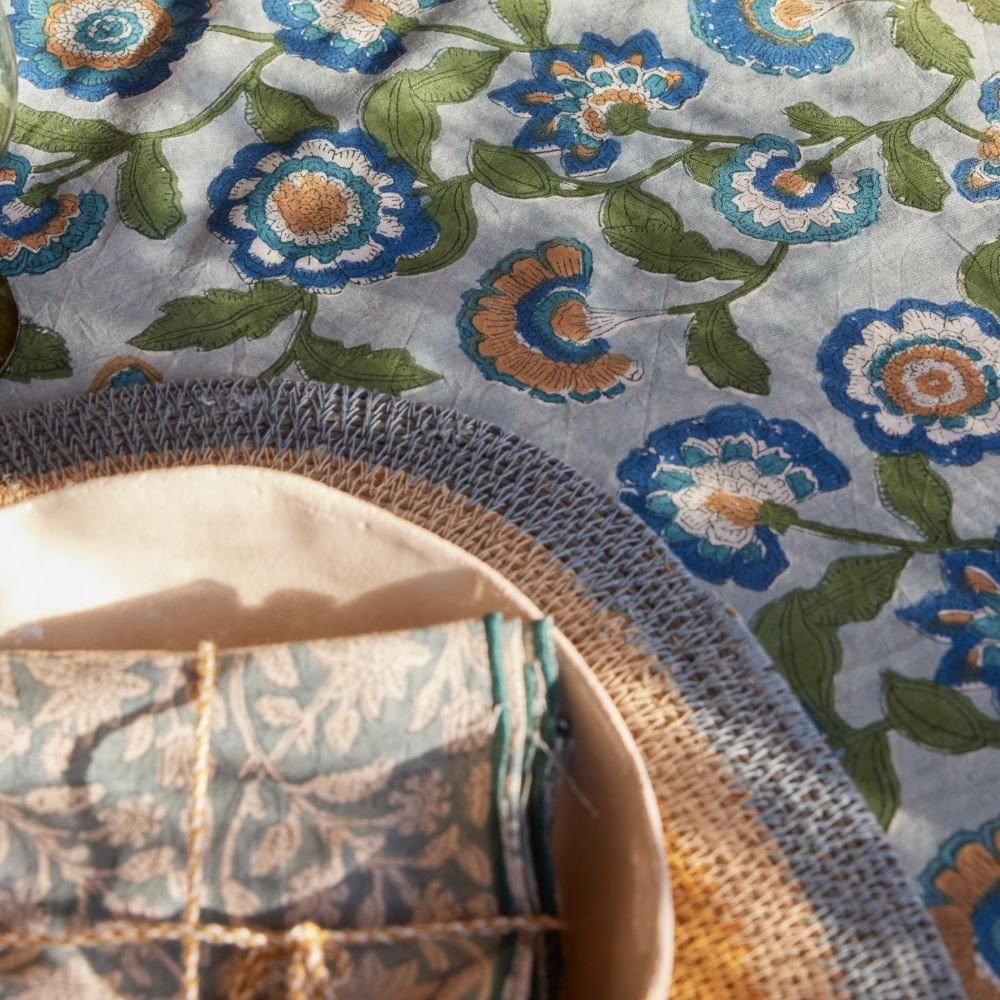 Set de table jonc de mer bleu naturel - bonheur du jour