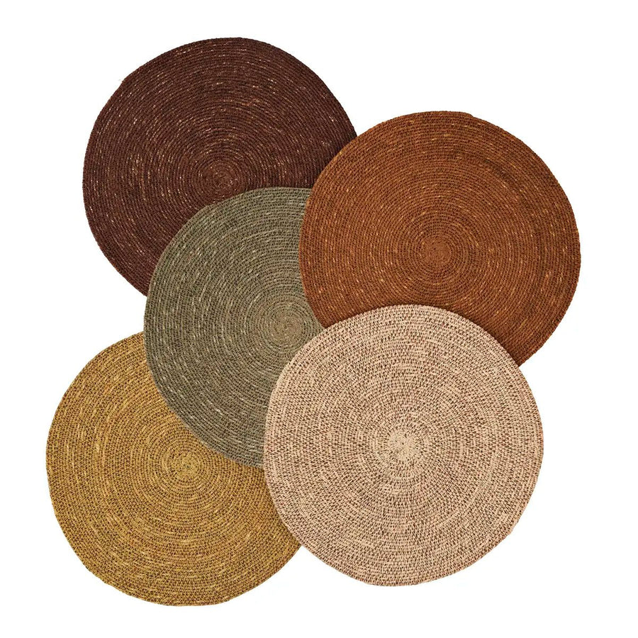 Set de table rond en jonc de mer tressé multicolore