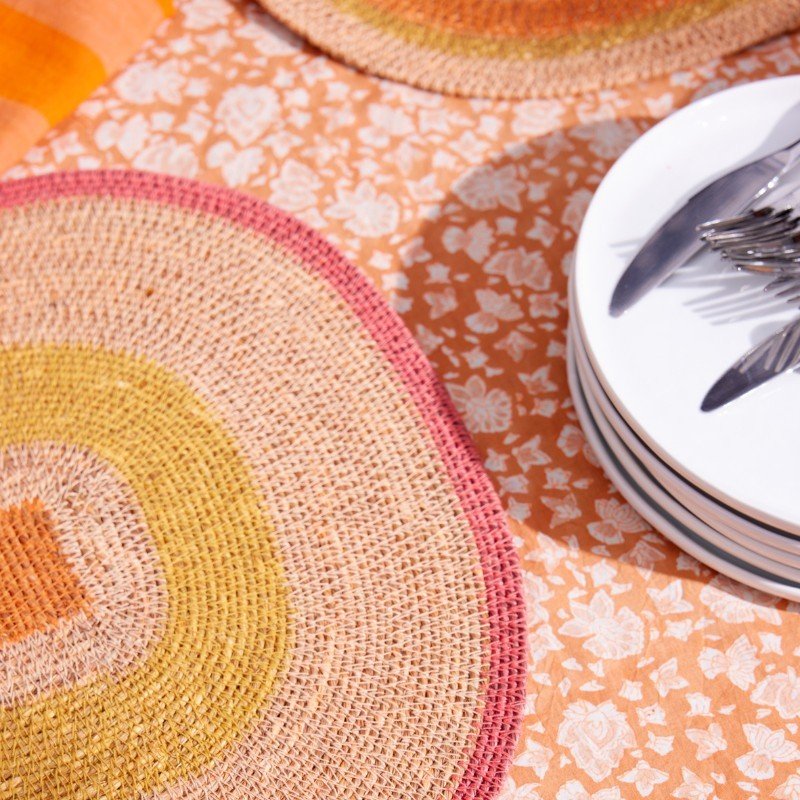 Set de table jonc de mer corail rose - bonheur du jour