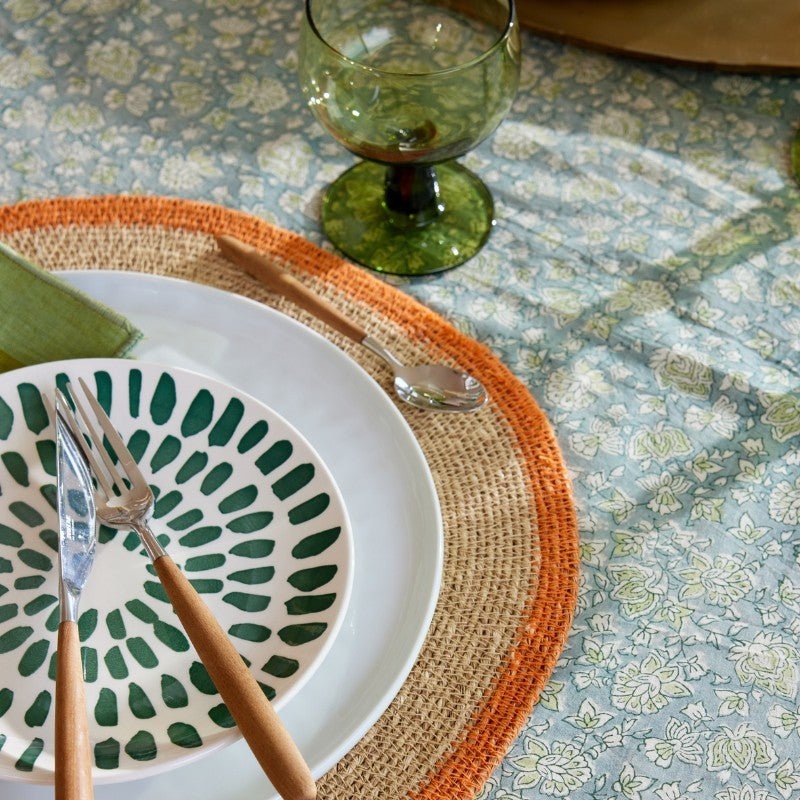 Set de table jonc de mer orange bleu - bonheur du jour