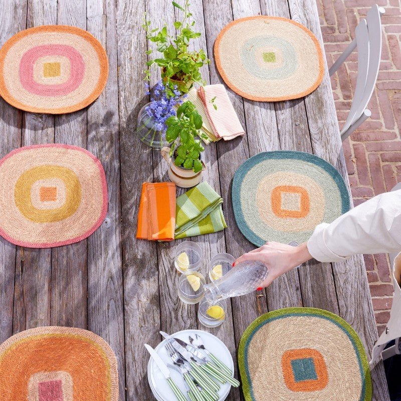 Set de table jonc de mer orange bleu - Bonheur du Jour - Lili Margaret