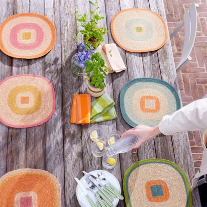 Set de table jonc de mer orange bleu - Bonheur du Jour - Lili Margaret