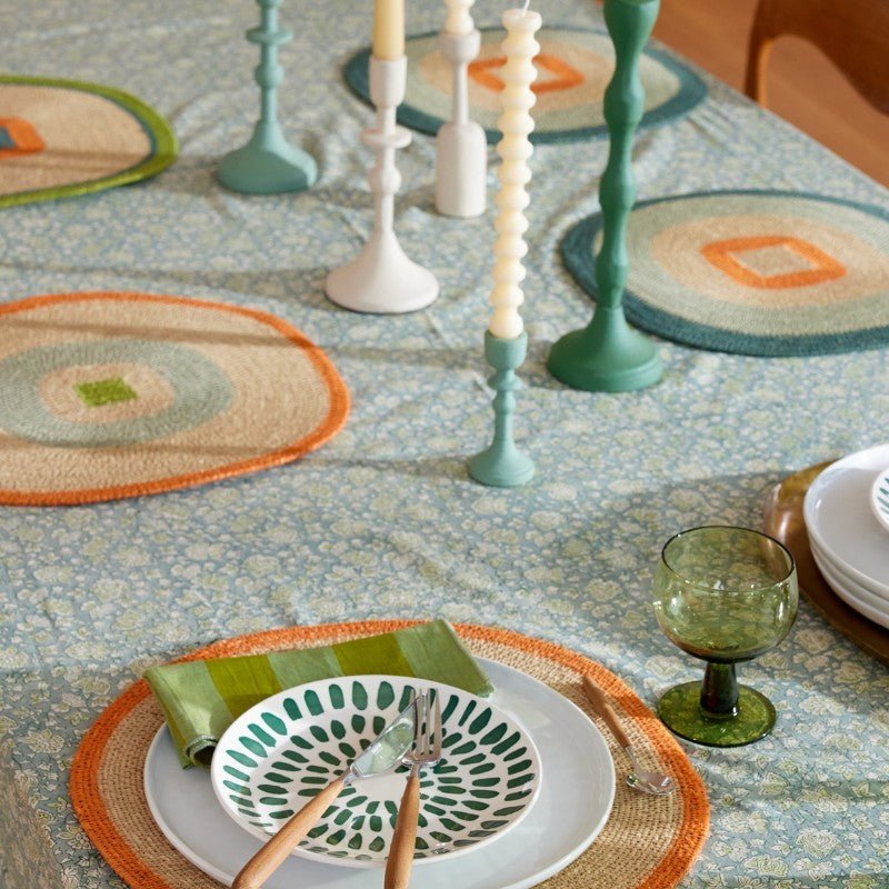 Set de table jonc de mer orange bleu - bonheur du jour
