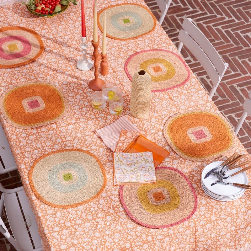 Set de table jonc de mer orange bleu - Bonheur du Jour - Lili Margaret