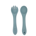 Set fourchette et cuillère en silicone pour bébé et enfant – vert jade | the cotton cloud