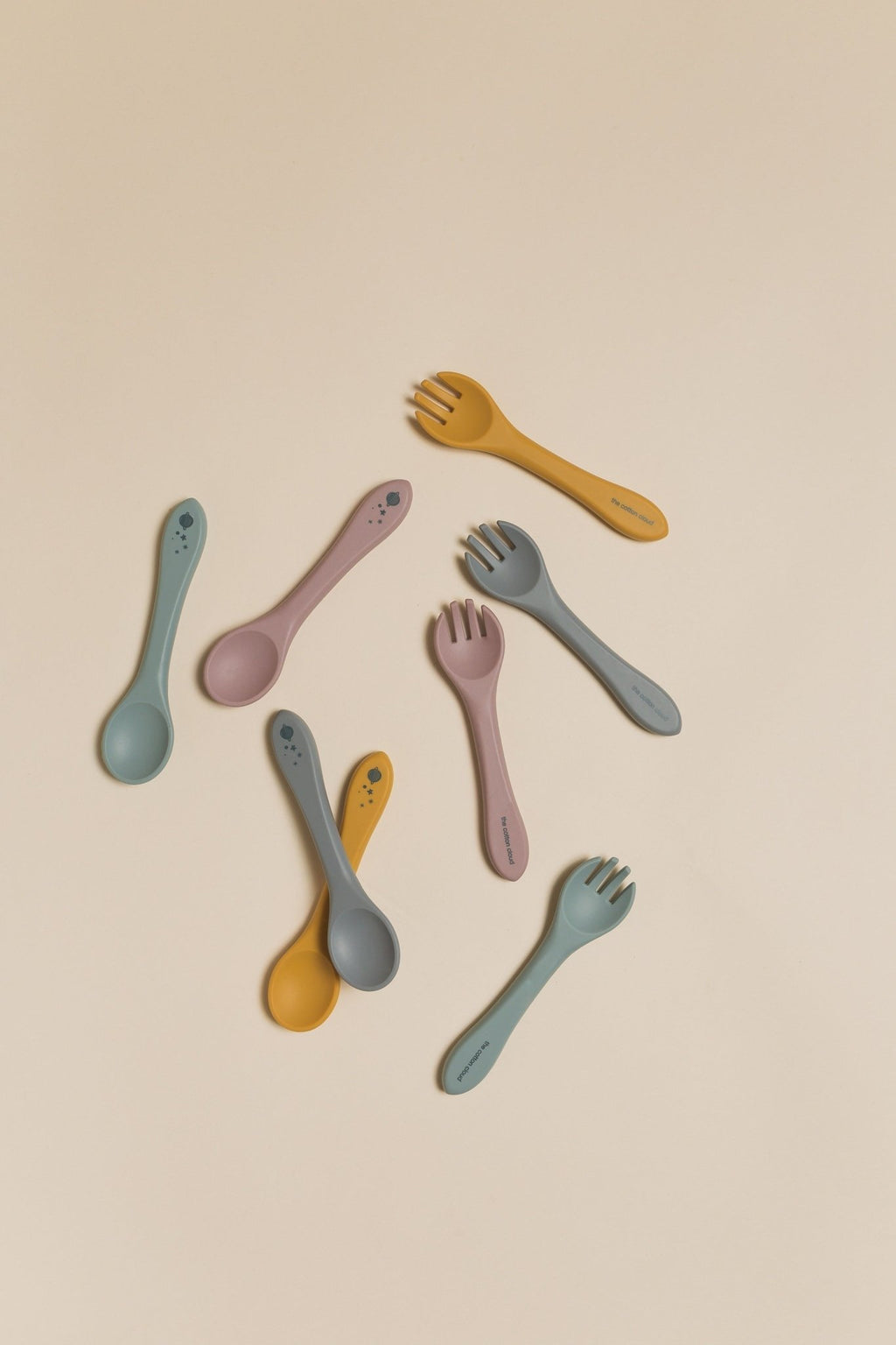 Set fourchette et cuillère en silicone pour bébé et enfant – vert jade | the cotton cloud