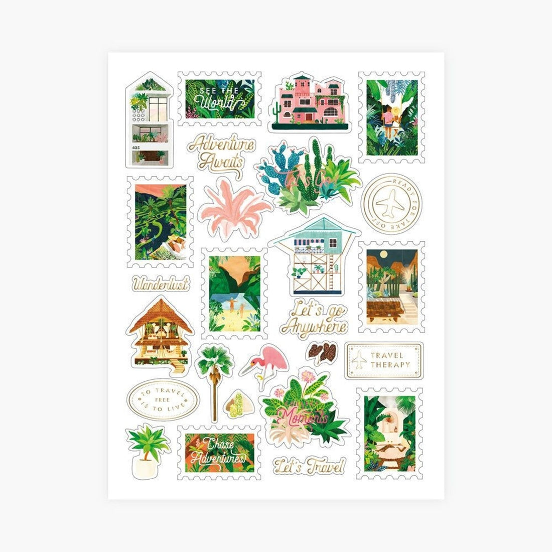 STICKERS WANDERLUST – SET DE 3 FEUILLES VOYAGE all the ways to say - Lili Margaret
