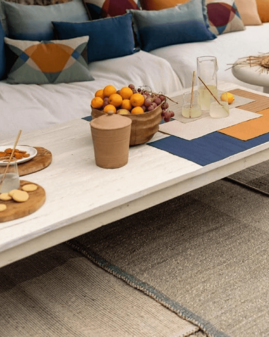 Tapis terracotta en jonc de mer karan