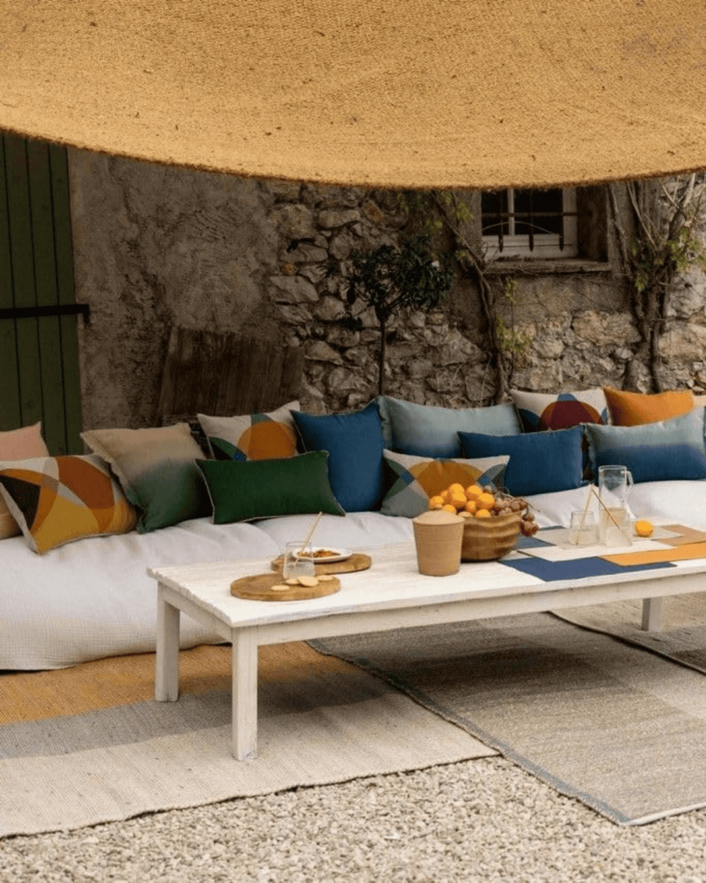 Tapis terracotta en jonc de mer karan