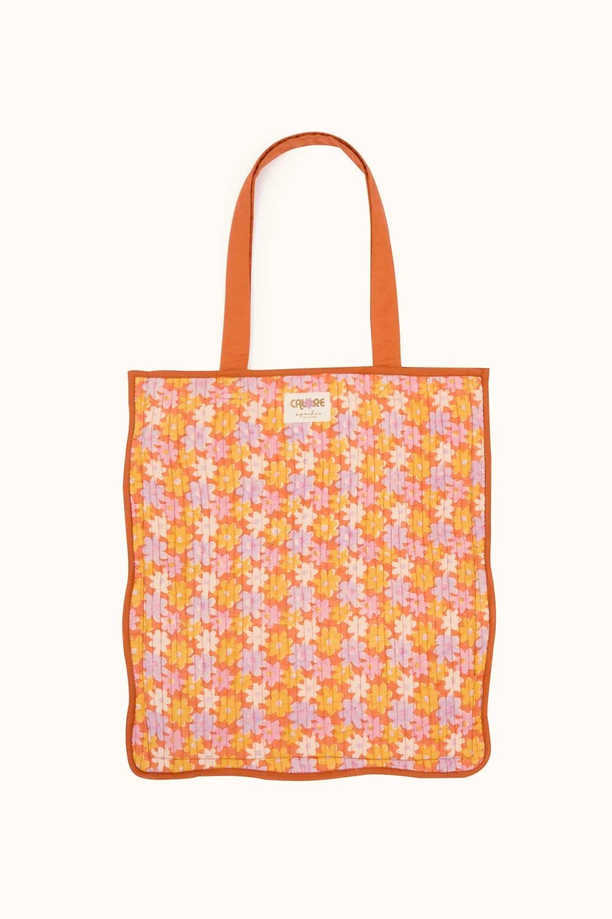 Tote bag imprimé floral Pâquerette orange Saanvi
