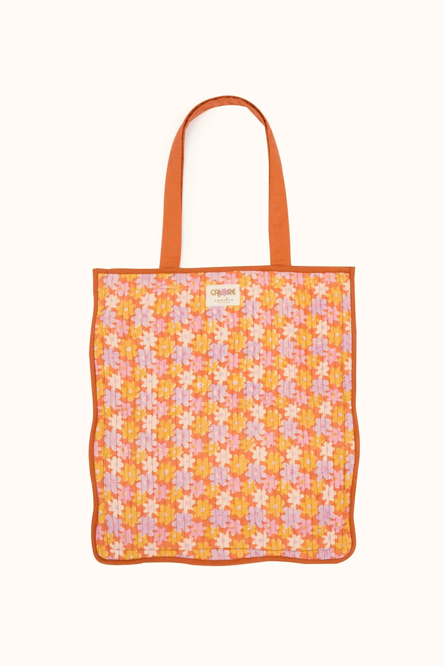 Tote bag imprimé floral Pâquerette orange Saanvi