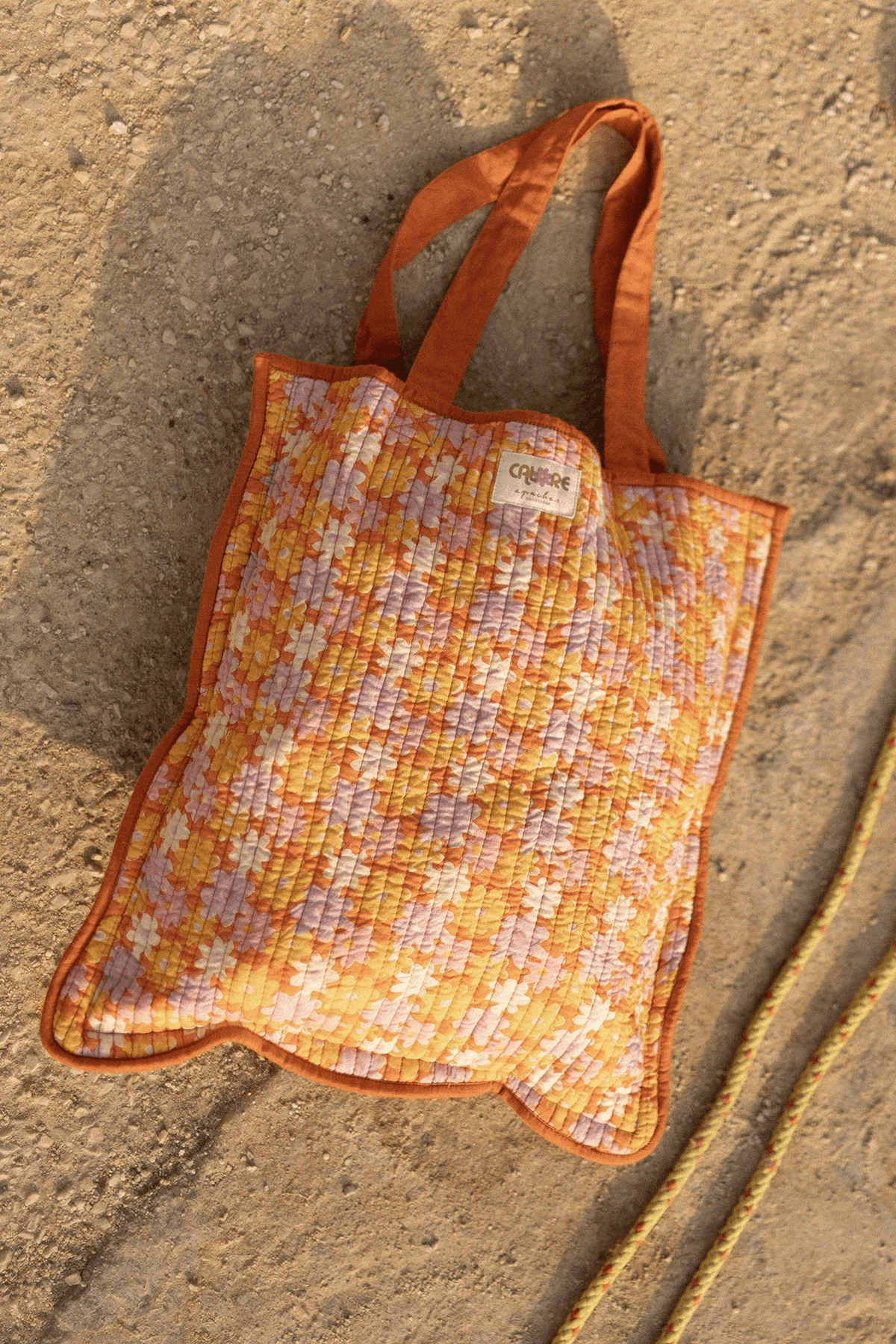 Tote bag imprimé floral Pâquerette orange Saanvi