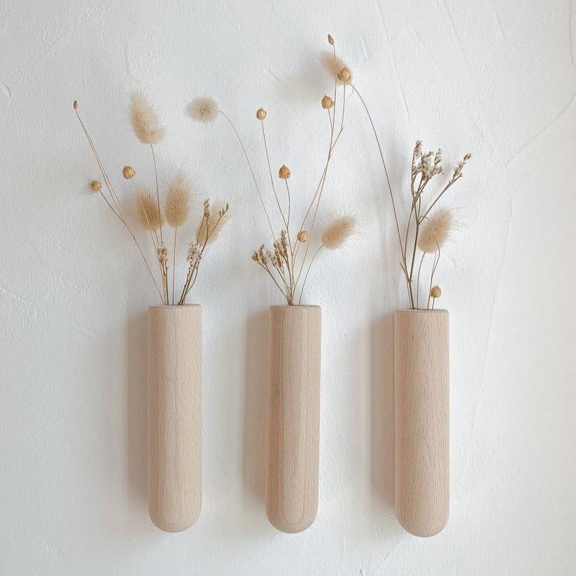Trio de soliflores muraux en bois - Anso design