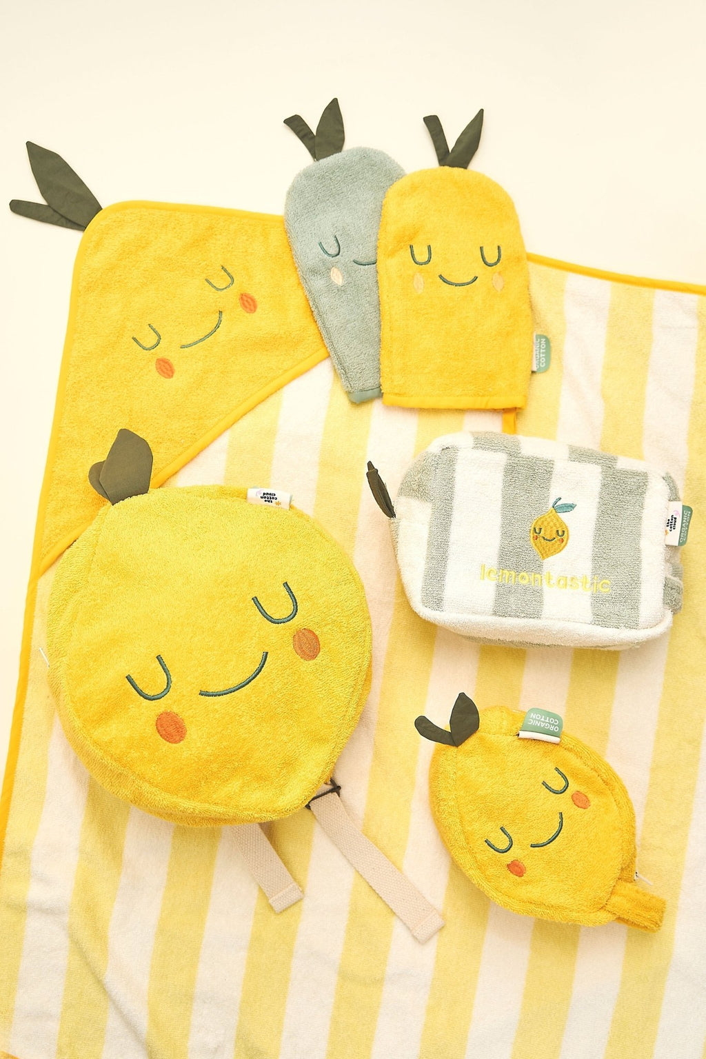 Trousse de toilette enfant coton éponge lola lemon - the cotton cloud
