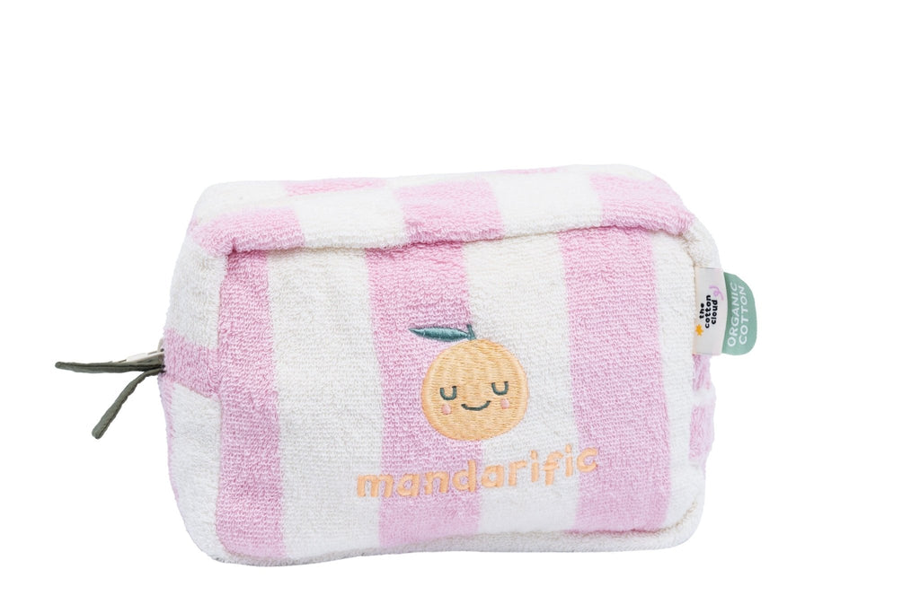 Trousse de toilette enfant en coton éponge mandy mandarine - the cotton cloud