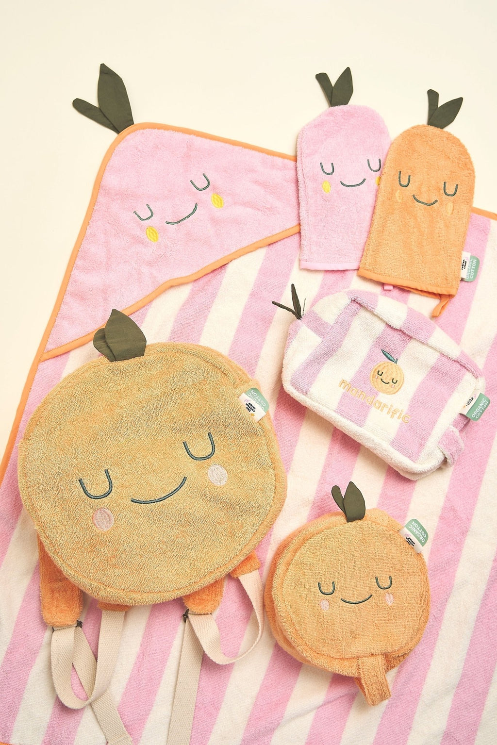 Trousse de toilette enfant en coton éponge mandy mandarine - the cotton cloud