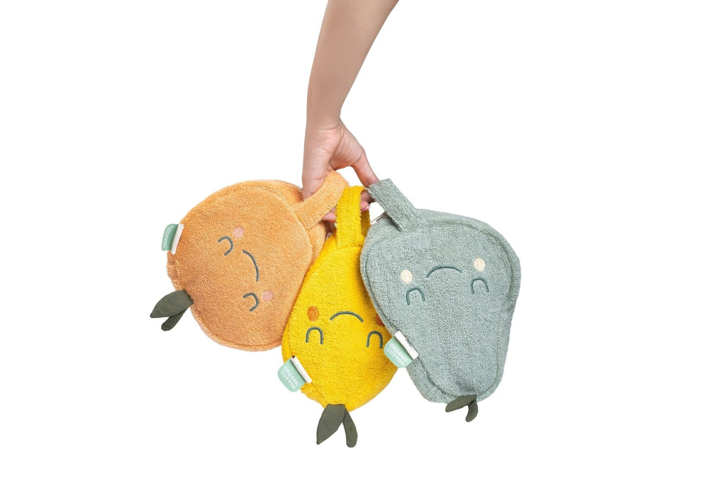 Trousse de toilette enfant en éponge mandarine - the cotton cloud