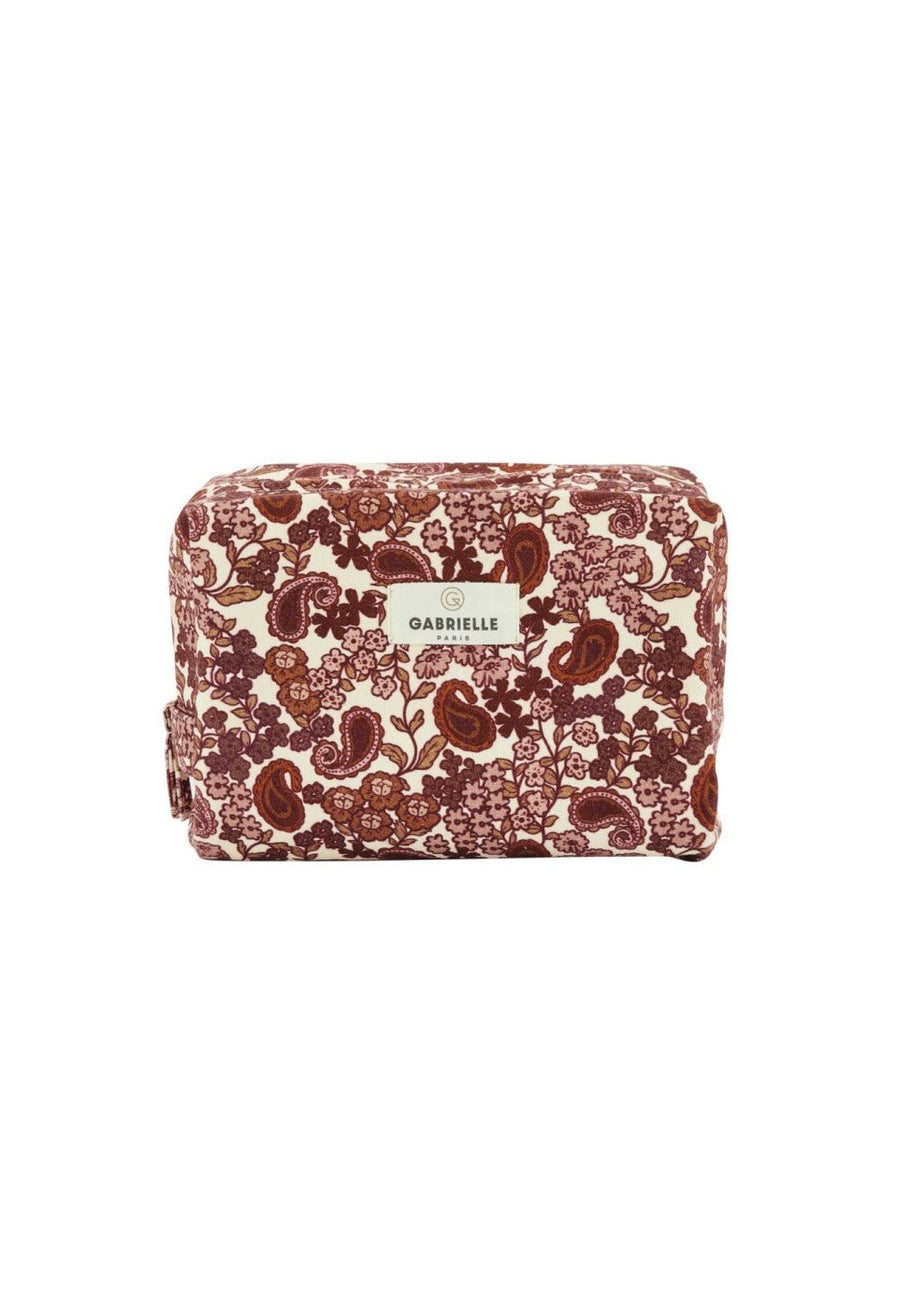 Trousse de toilette femme arabesque bordeaux en coton