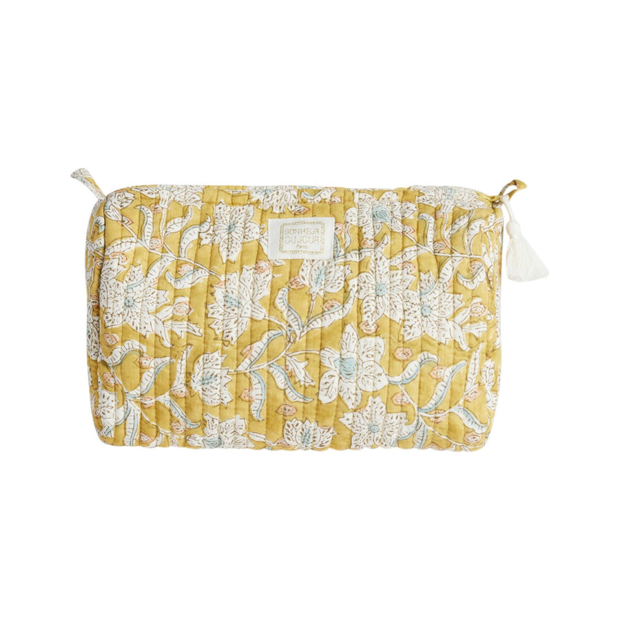 Trousse de toilette femme en coton matelassé lotus absynthe