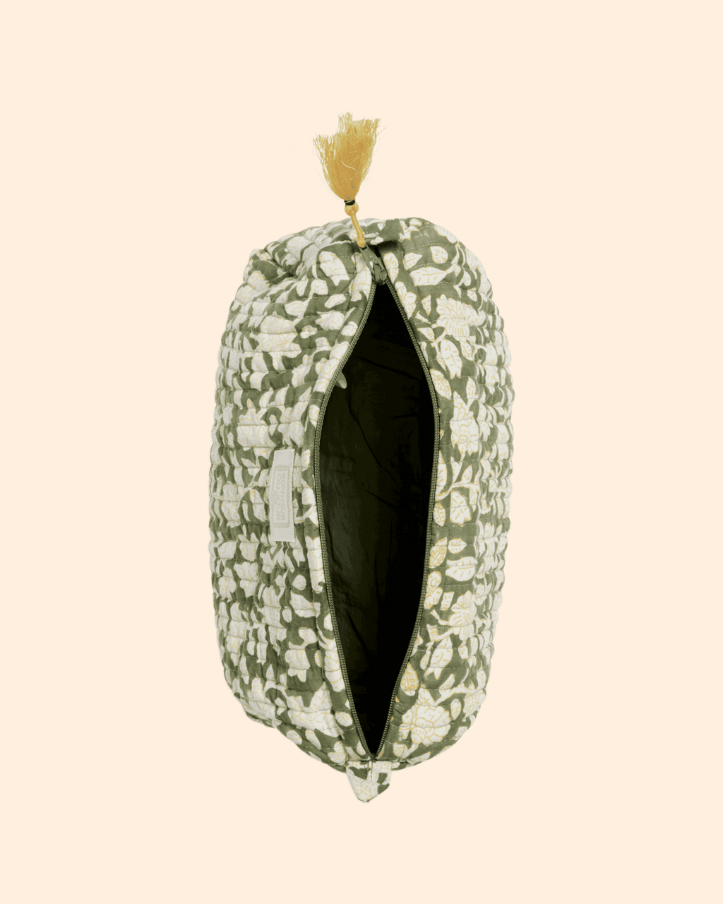 Trousse de toilette matelassée indi jaya vert - bonheur du jour