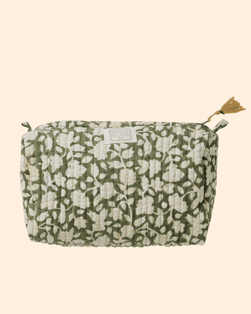Trousse de toilette matelassée indi jaya vert - bonheur du jour