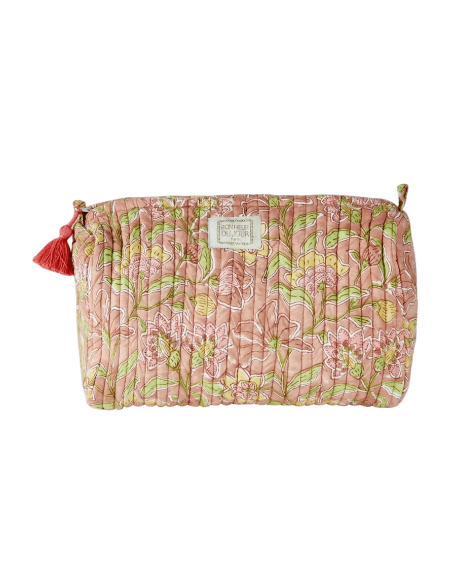 Trousse de toilette femme tissu matelassé indira bohemian rose