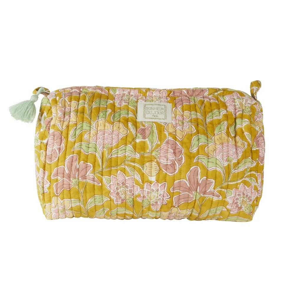 TROUSSE DE TOILETTE MATELASSÉE INDIRA BOHEMIAN SAFRAN - Bonheur du Jour - Lili Margaret