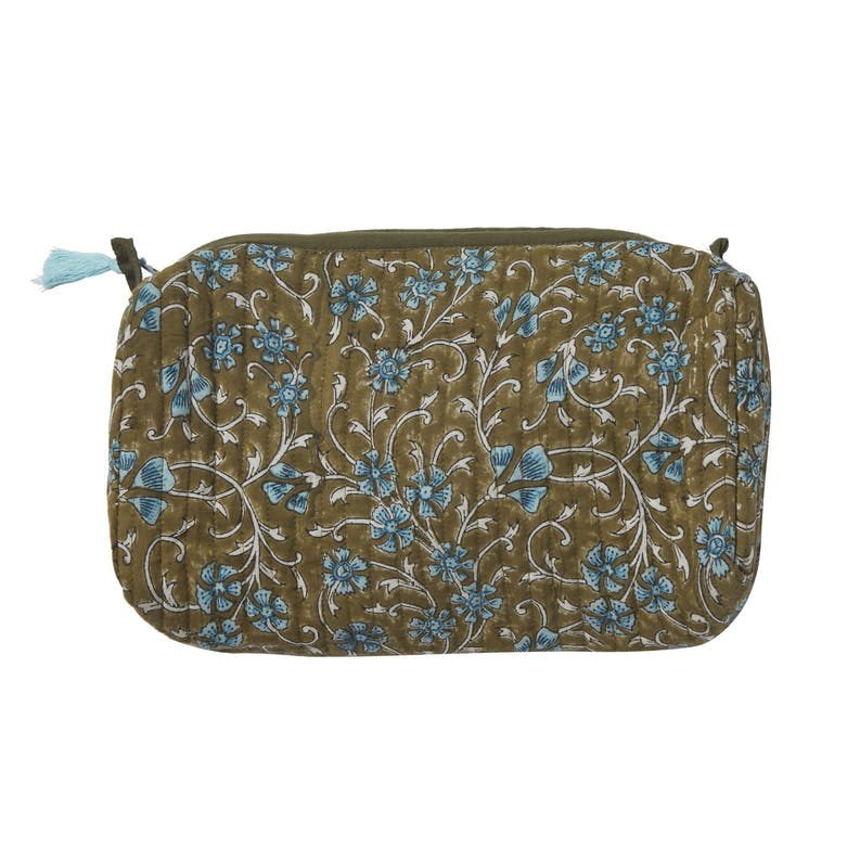 TROUSSE DE TOILETTE SURYA KAKI/BLUE - Bonheur du Jour Paris - Lili Margaret