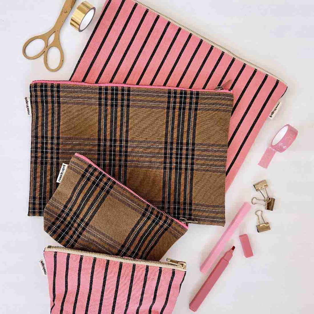 Trousse en tissu Sofia Tartan - Rose in April - Lili Margaret