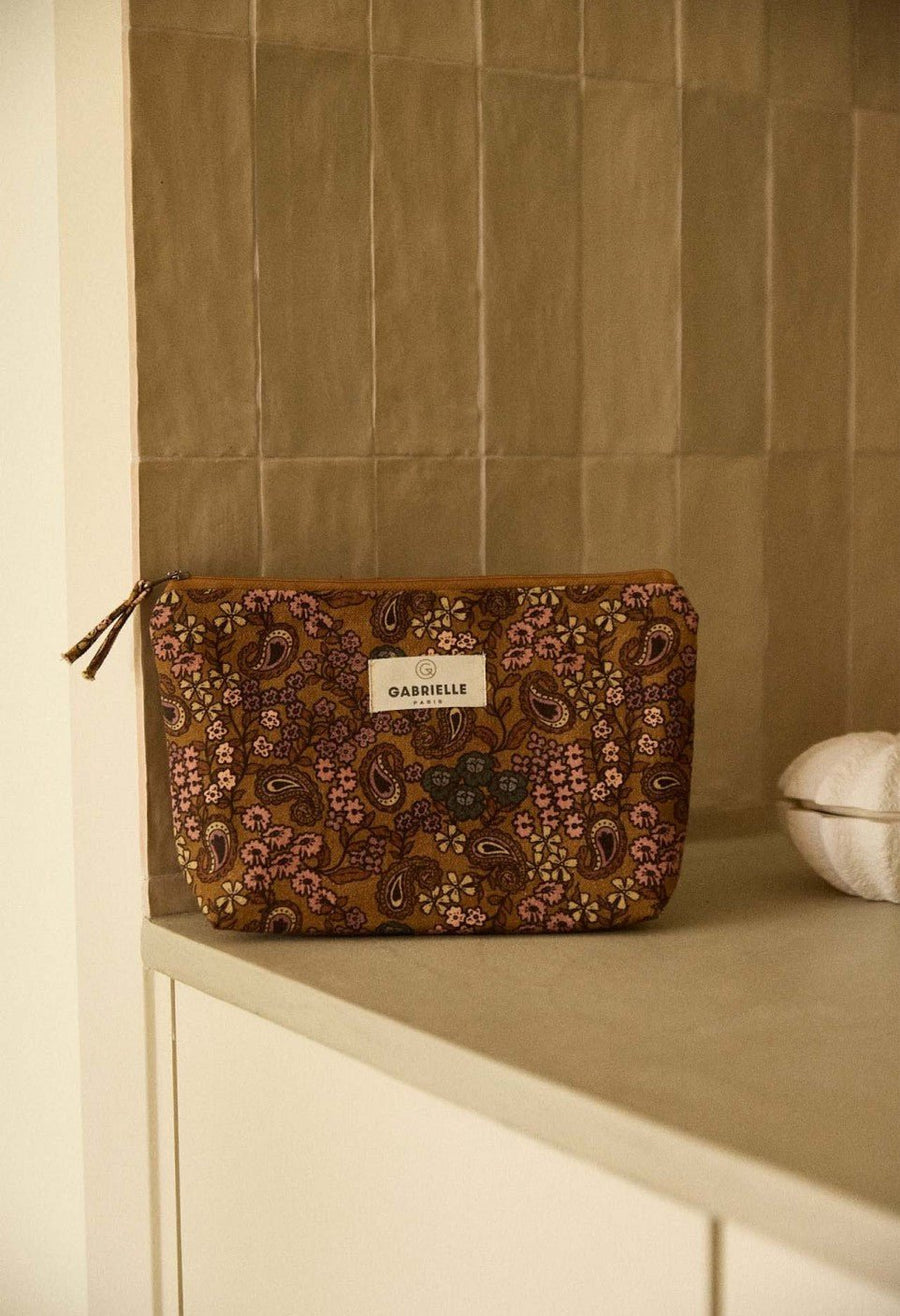 Trousse femme en coton arabesque ocre